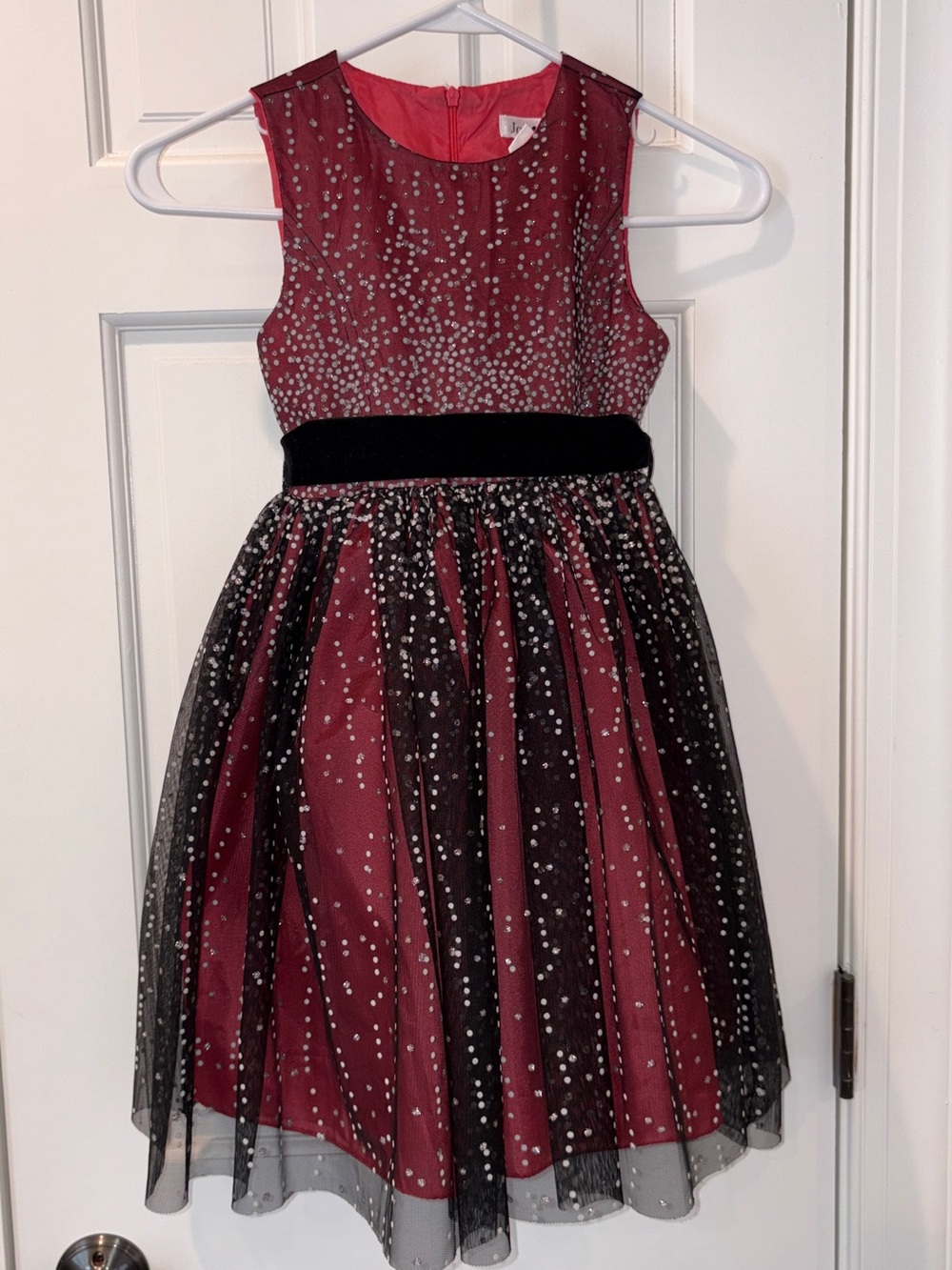 Joe-Ella Burgundy and Black Sparkle Tulle Dress